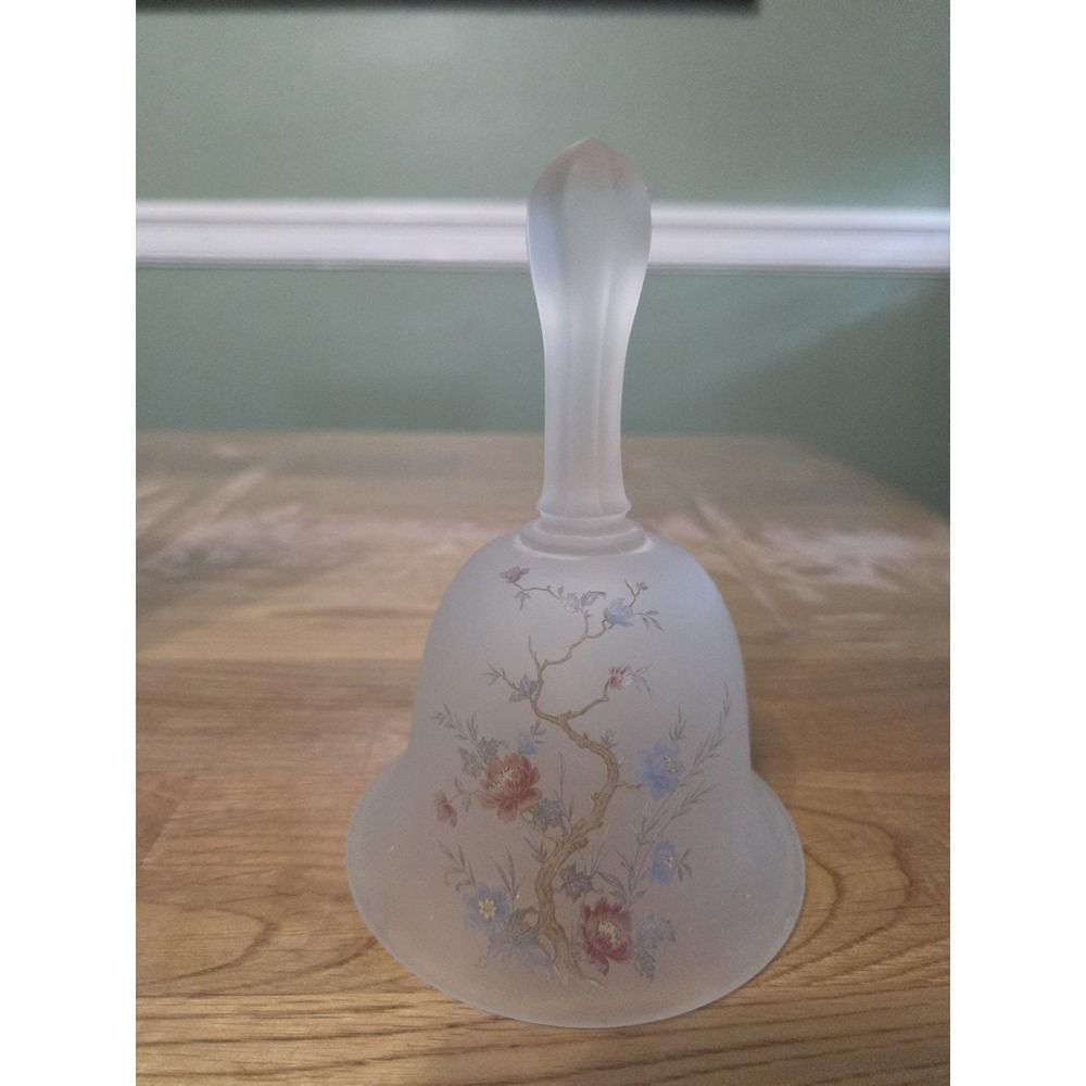 Vintage Viking Glass White Frosted Satin Glass Floral Bell 5.5"